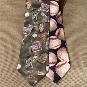 Puritan Baseball Themed Ties - Gray and Blue